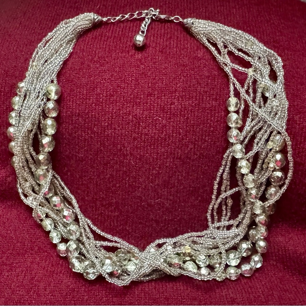 Elegant Silver Beaded Necklace